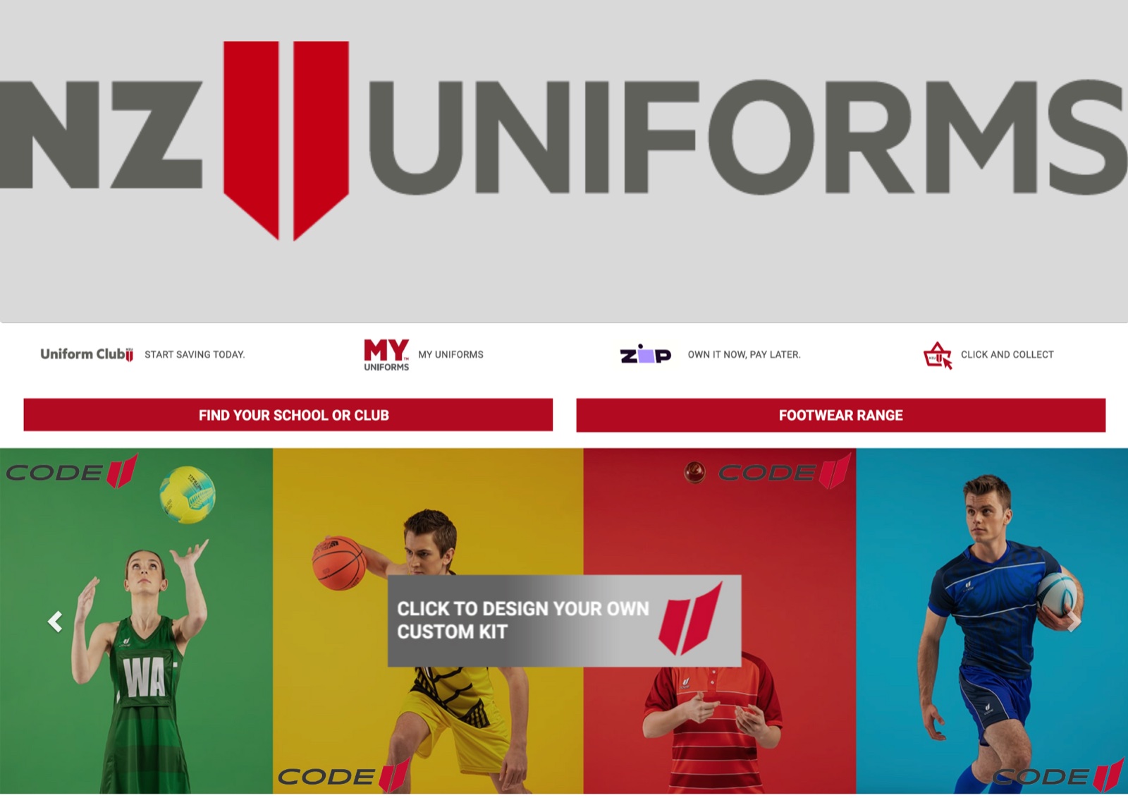 NZ Uniforms and CODE sponsor banner